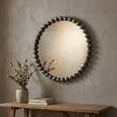Melrose Round Beaded Metal Wall Mirror 23.5"D, Modern, Metal