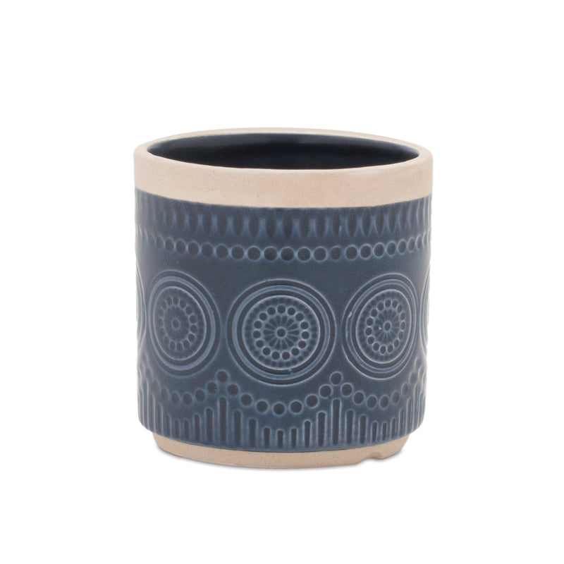 Melrose Ceramic Mandala Pattern Planter Set of 2 Planter, Ceramic