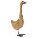 Melrose Natural Fir Wood Goose Figurine with Rustic Metal Accents (Set of 2) Mul