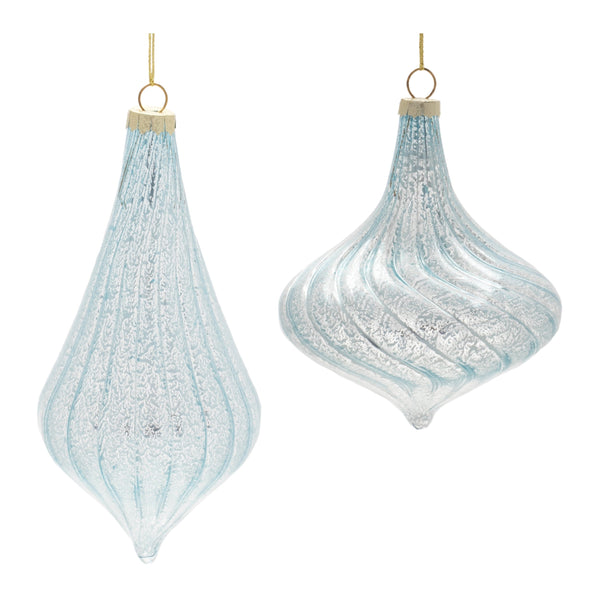 Melrose Frosted Blue Glass Ornaments – Set of 6