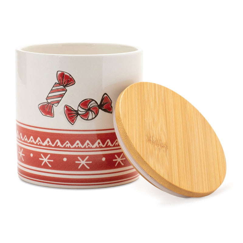 Melrose Ceramic Peppermint Candy Canister (Set of 4)