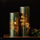 Melrose Frosted Pine Trees Glass Candle Holder (Set of 2)