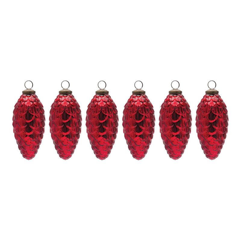 Mercury Glass Pinecone Ornament (Set of 6)