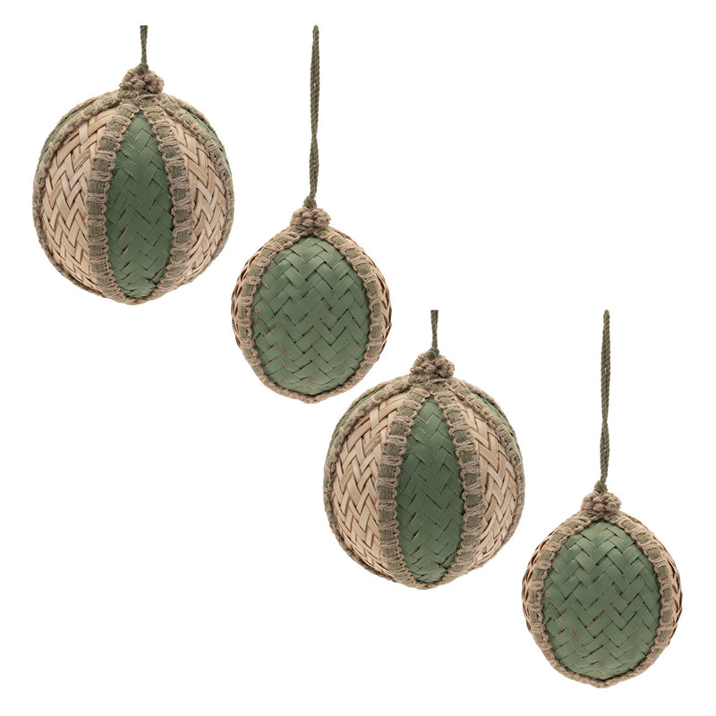 Melrose Woven Bamboo Ball Ornament (Set of 4)