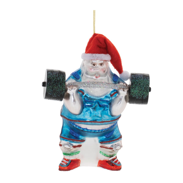 Melrose Weight Lifter Santa Ornaments – Set of 6