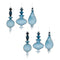 Melrose Blue Ribbed Glass Finial Drop Ornament (Set of 6)