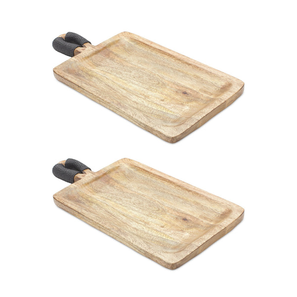 Melrose Mango Wood Cutting Board Style Tray (Set of 2)