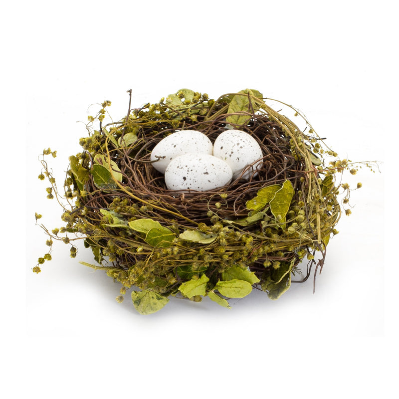 Melrose Natural Twig Bird Nest with Speckled Egg Accent (Set of 4)