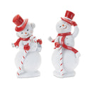 Melrose Snowman with Candy Cane Figurines (Set of 2