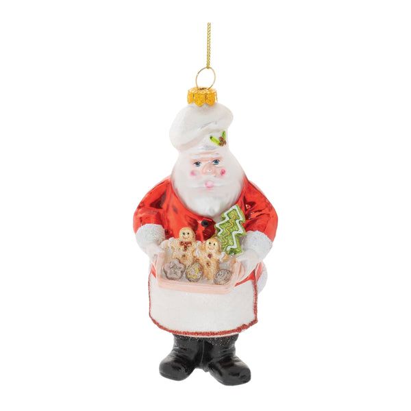 Melrose Glass Baking Santa Ornament (Set of 6)