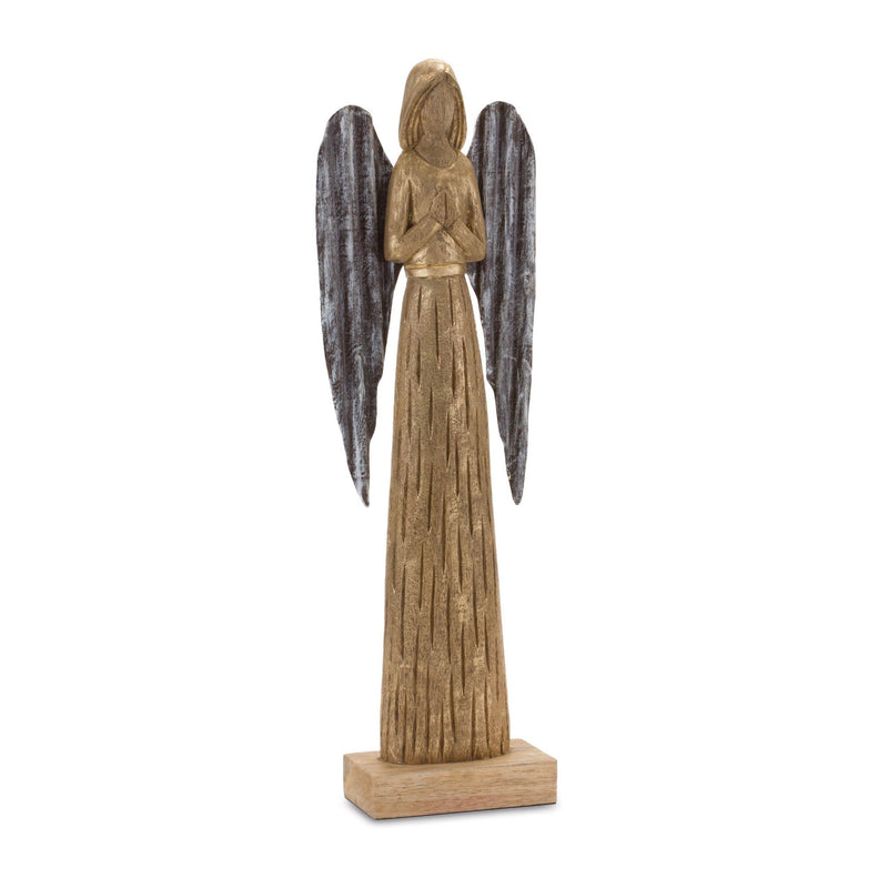 Melrose Carved Wood Angel Statue (Set of 2)