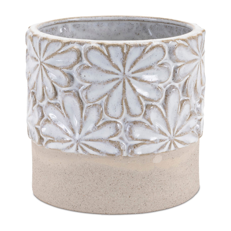 Melrose Ceramic Floral Planter Set of 2 Planter, Ceramic