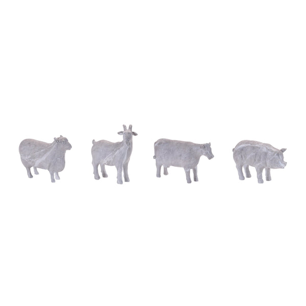 Melrose Distressed Farm Animal Figurine (Set of 4)