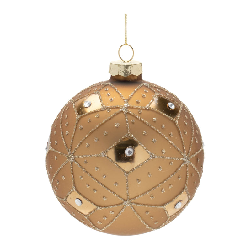 Melrose Geometric Glittered Glass Ball Ornament (Set of 6)