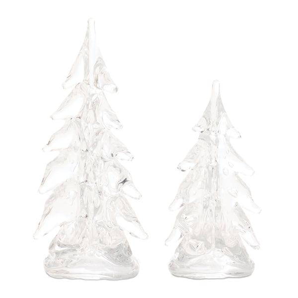 Melrose Clear Glass Pine Tree (Set of 2)