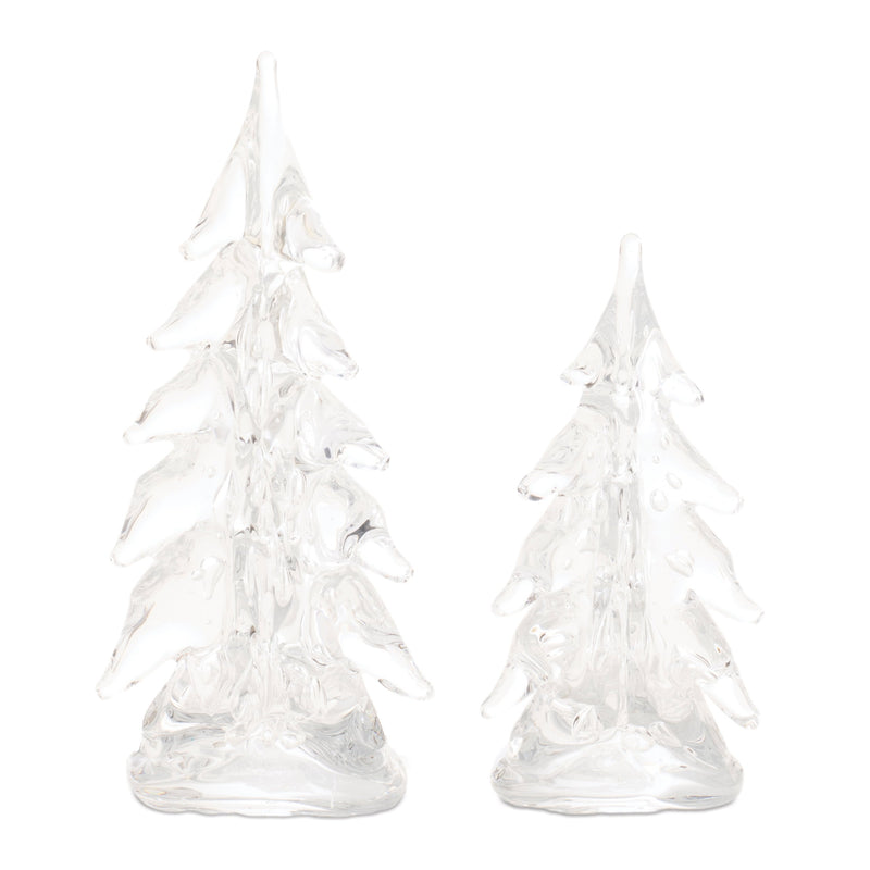 Melrose Clear Glass Pine Tree (Set of 2)