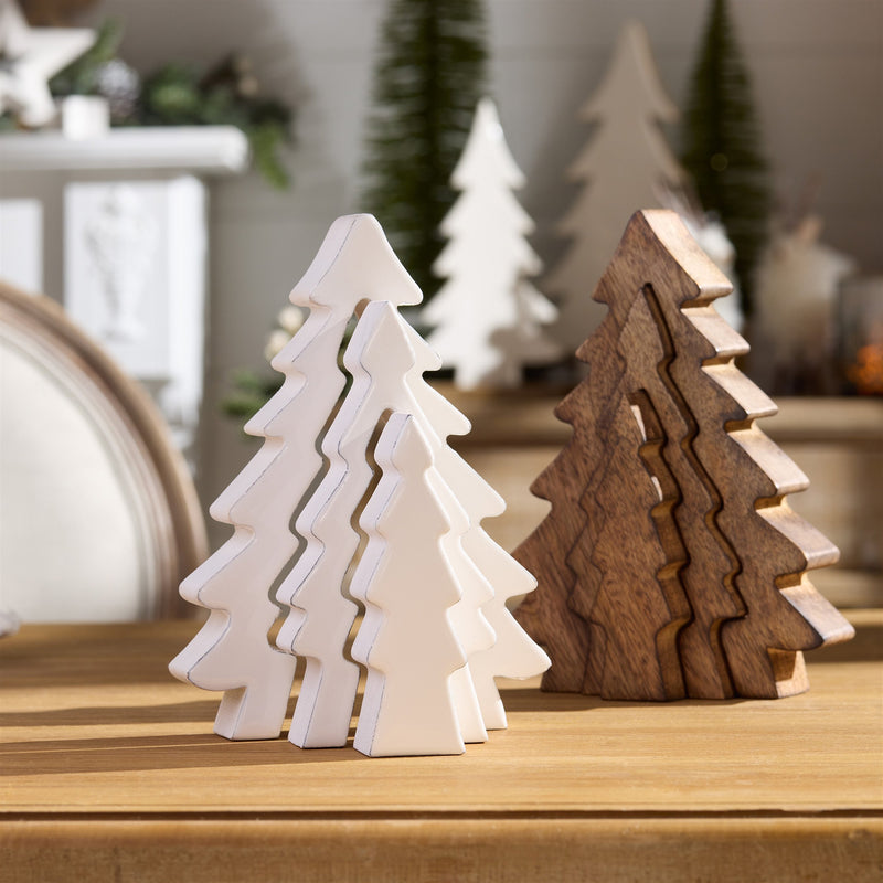 Melrose Wood Pine Tree Nesting Display (Set of 2)