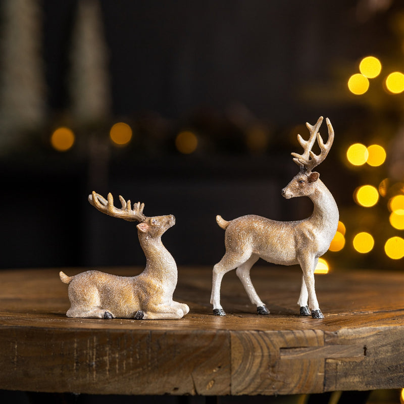 Melrose Mini Glittered Holiday Deer Figurine (Set of 6)
