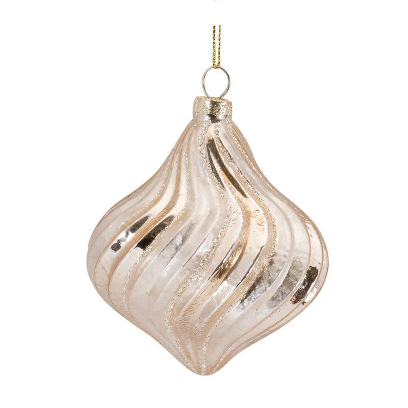 Ribbed Swirl Glass Ornament (Set of 6)