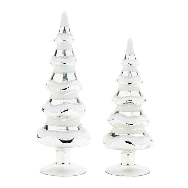 Melrose Snowy Glass Pine Tree (Set of 2)