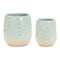 Melrose Two-Tone Porcealin Planter with Leaf Design Set of 2 Planter, Porcelain