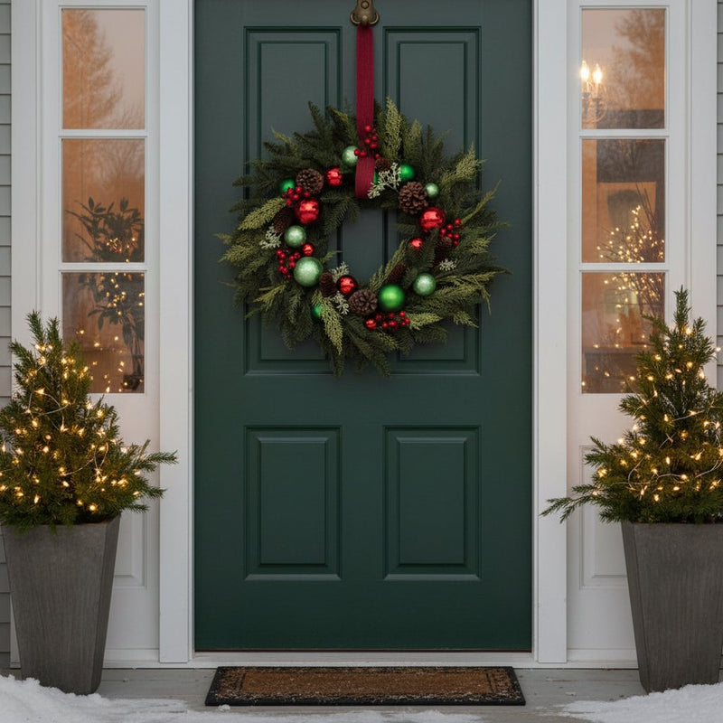 Melrose Mixed Pine Ornament and Pincone Wreath 28"D