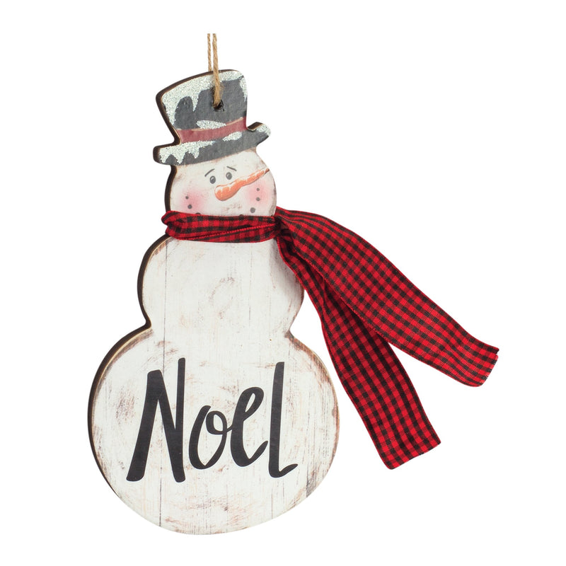 Melrose Metal Snowman Sentiment Ornament with Scarf (Set of 6)