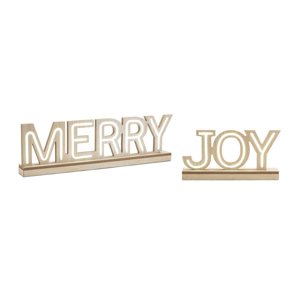 Melrose LED Joy and Merry Tabletop Sign (Set of 2)