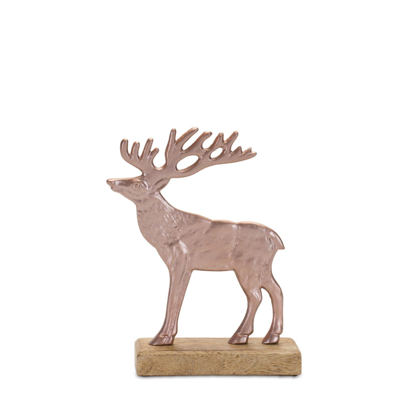Melrose Metal Deer Silhouette with Wood Base (Set of 2)