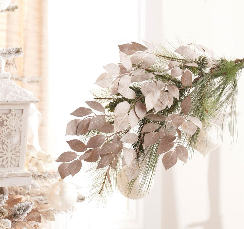 Melrose Glittered Leaf Spray (Set of 6)