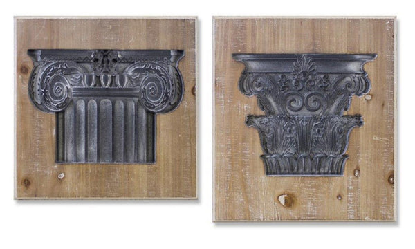 Melrose Vintage Pillar Design Wall Plaque, Rustic, Wood