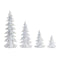 Melrose Flocked White Pine Tree with Carved Design (Set of 4)