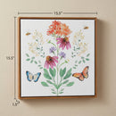 Melrose Framed Floral and Butterfly Wall Art 15.5"SQ, Wood, Plastic