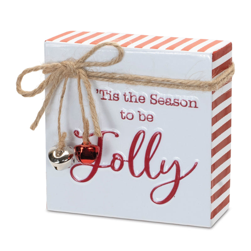Melrose Metal Christmas Sentiment Sign with Bell Accents (Set of 2)