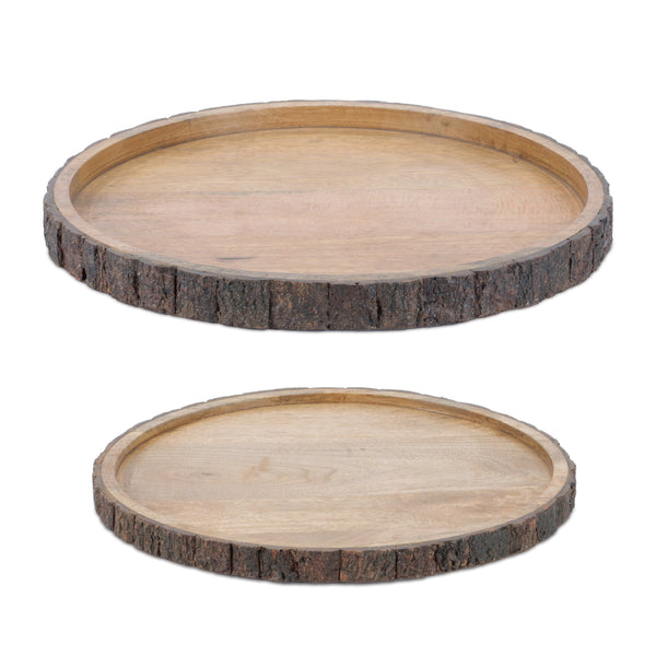 Melrose Set of 2 Natural Mango Wood Decorative Trays