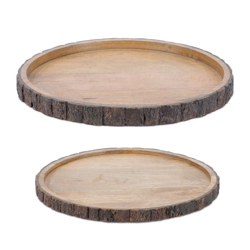 Melrose Set of 2 Natural Mango Wood Decorative Trays