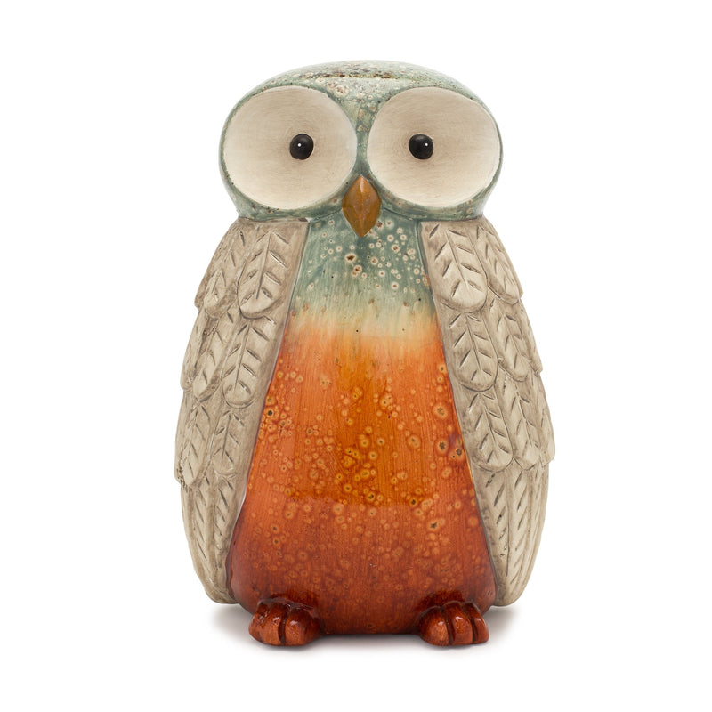 Melrose Terra Cotta Owl Figurine with Glazed Accents (Set of 4) Multicolor Terra