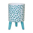 Melrose Blue Patterned Pot with Legs Set of 2 Planter, Dolomite