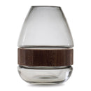 Melrose Grey Glass Vase with Natural Wood Accent 7.5"H