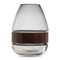 Melrose Grey Glass Vase with Natural Wood Accent 7.5"H