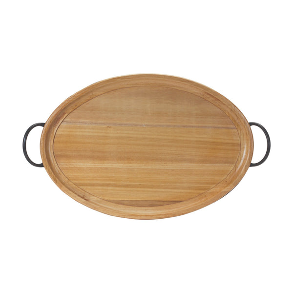 Melrose Natural Wood Tray with Handles 27.5"L