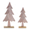 Melrose Etched Metal Pine Tree on Wood Base (Set of 2)