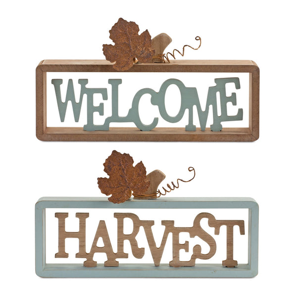 Melrose Welcome Harvest Tabletop Sign (Set of 2)