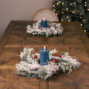 Melrose Flocked Pine Holly Sleigh Bell Candle Ring 18"D