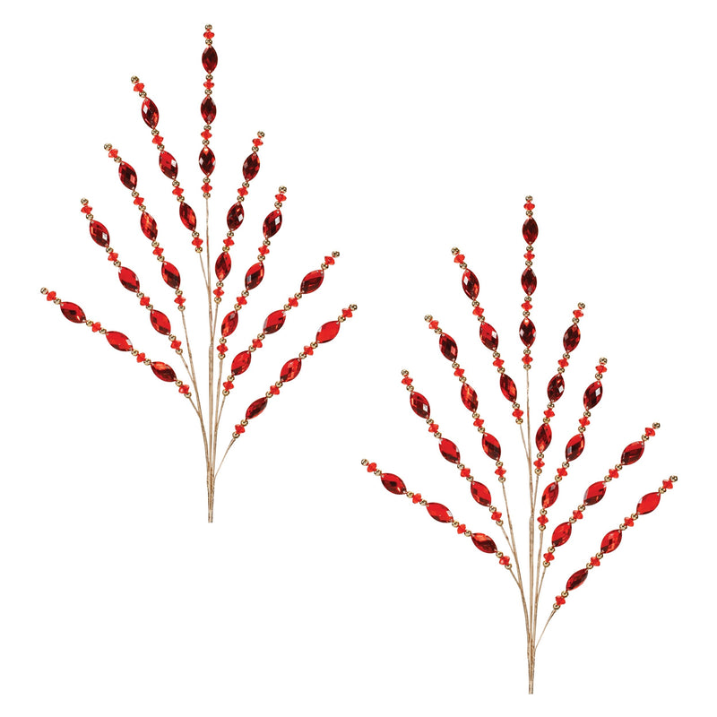 Melrose Red Jewel Bead Spray (Set of 2)