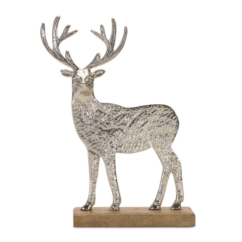 Melrose Metal Deer Silhouette with Wood Base (Set of 2)