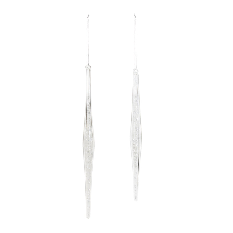 Melrose Clear Glass Icicle Drop Ornament (Set of 6)