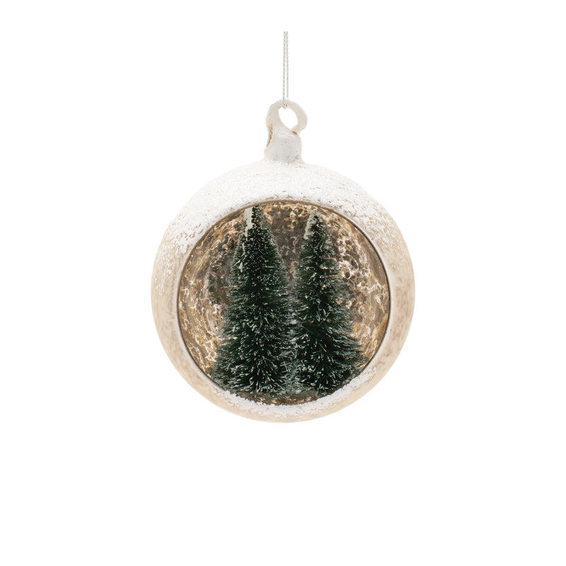 Melrose Mercury Glass Ornament with Pine Trees (Set of 6)