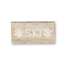 Melrose Wood Ski and Snow Sentiment Block with White Washed Design (Set of 2)