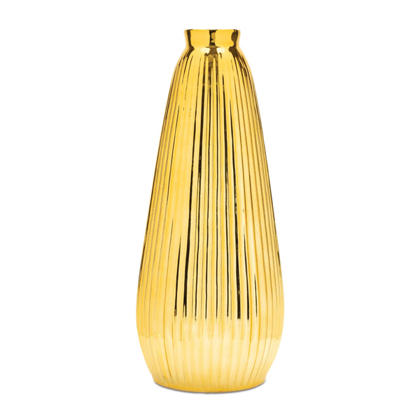 Melrose Ribbed Metallic Ceramic Vase 16.5"H
